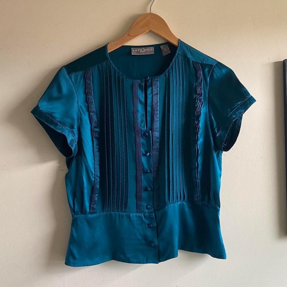 Blue silk blouse